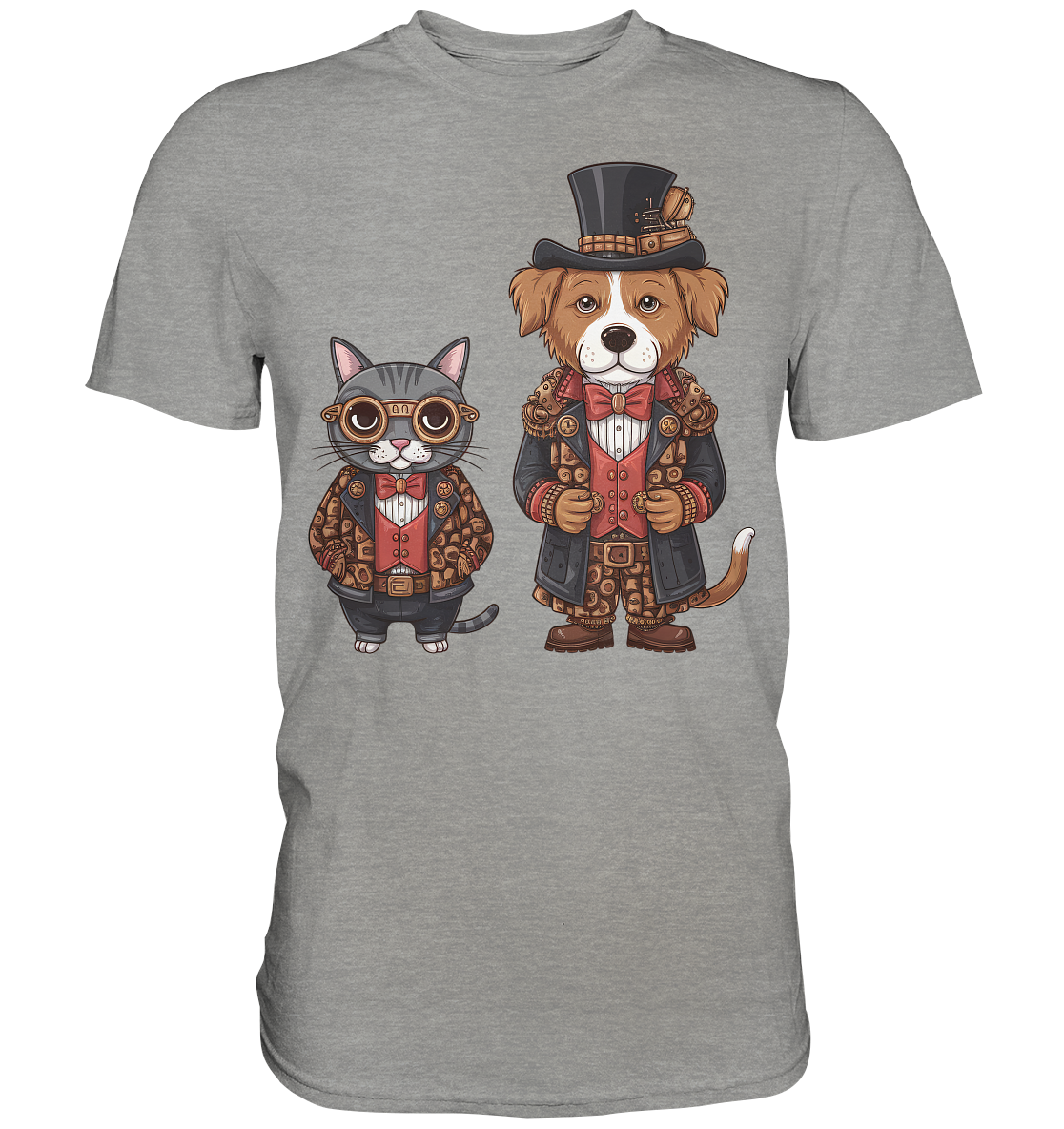 Steam Punk Hund und Katze - Premium Shirt