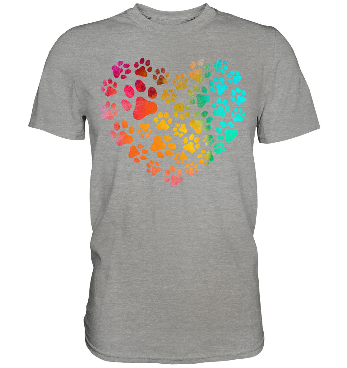 Bunte Pfoten in Herzform - Premium Shirt