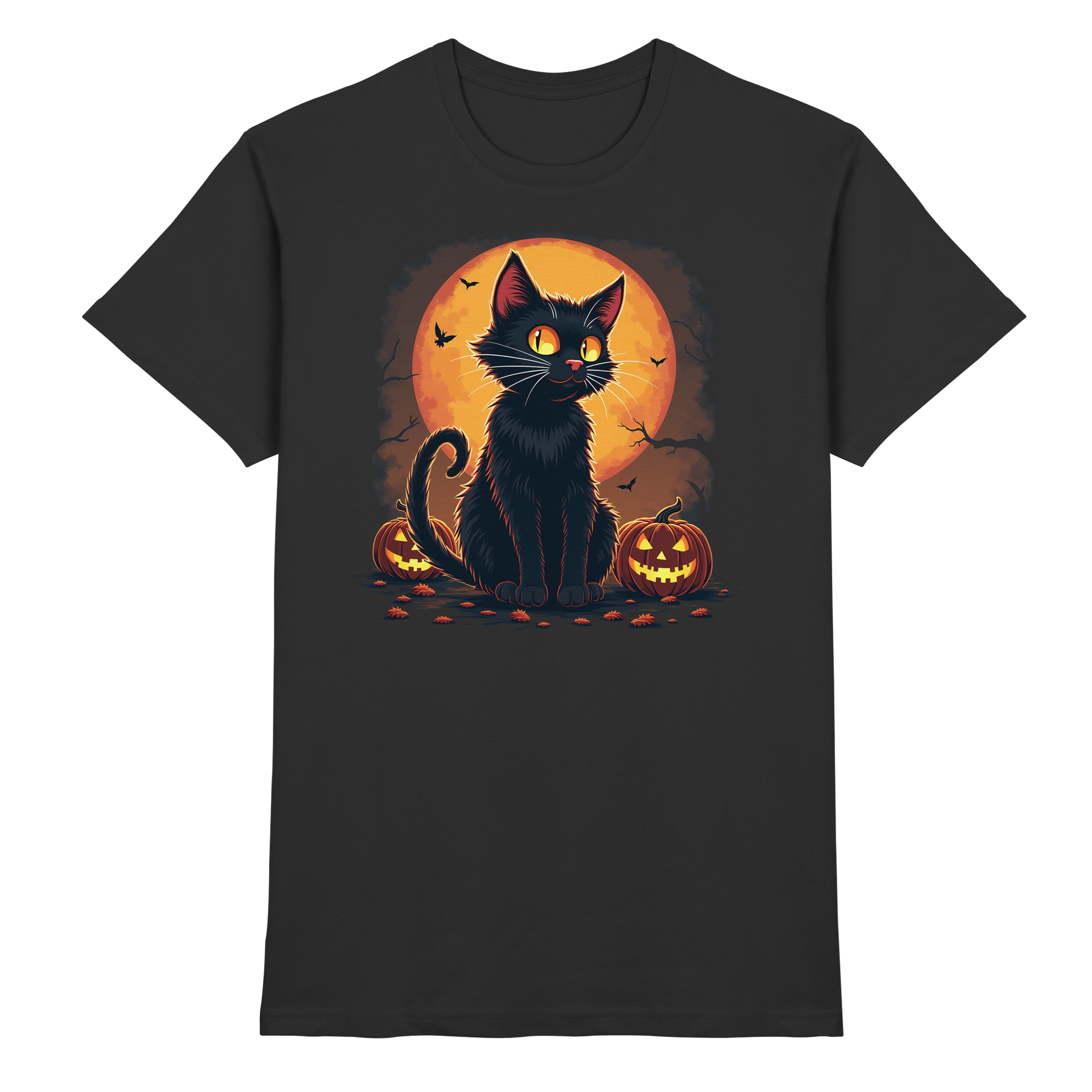 Halloween Black Cat- Schwarze Katze - Premium Shirt
