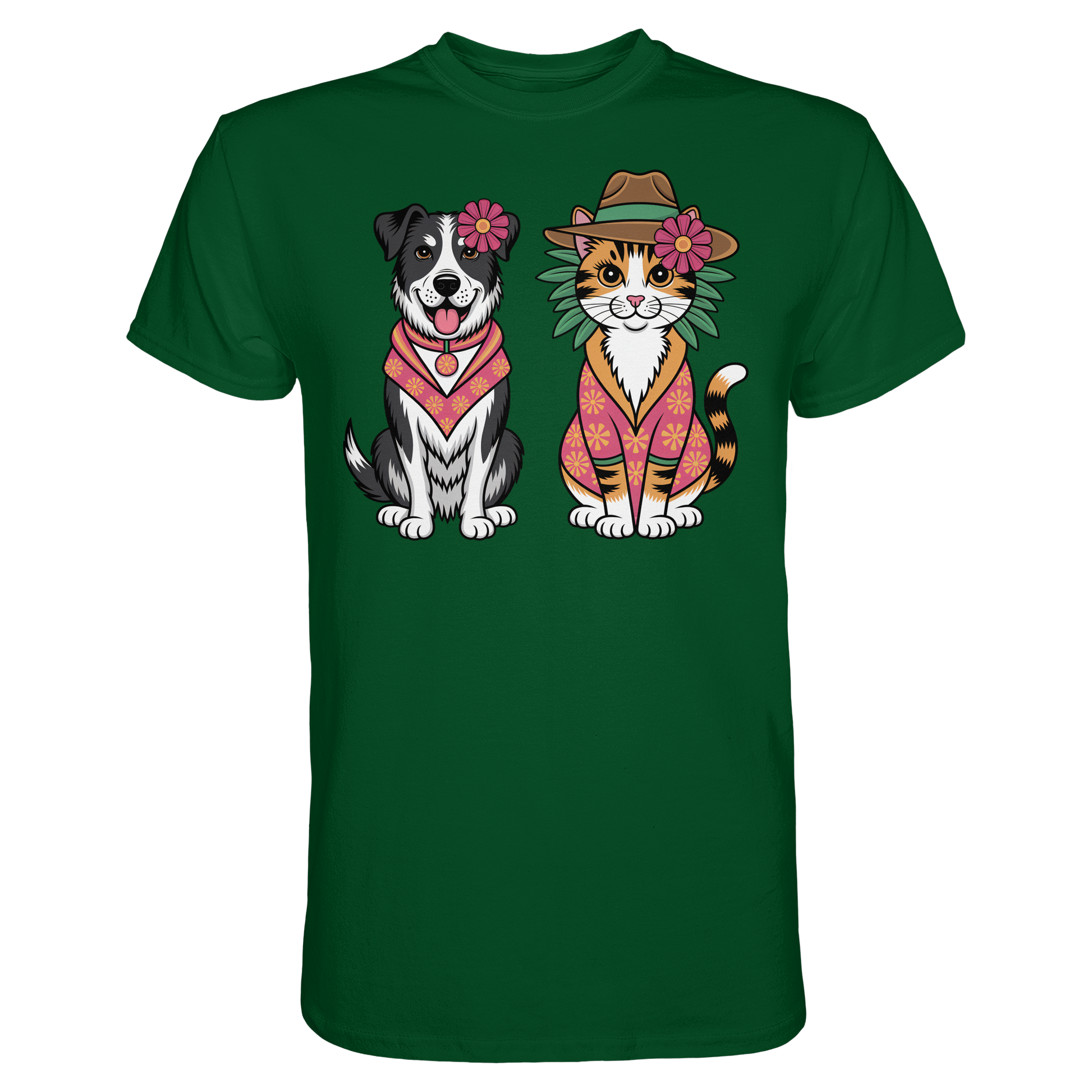 Hund und Katze Illustration Kahlo style - Premium Shirt