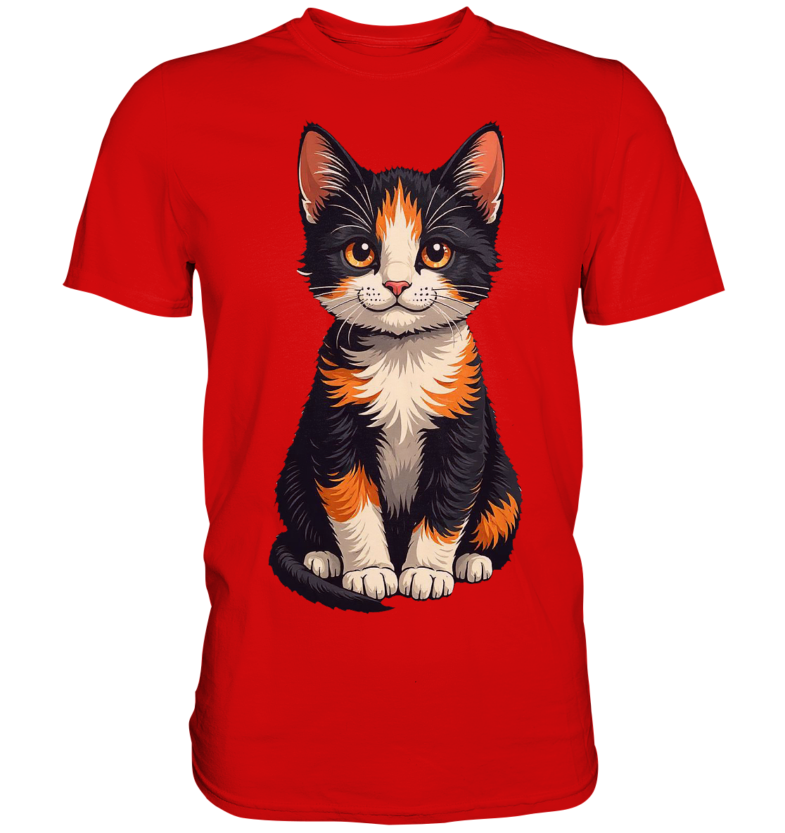 Süsse Glückskatze Illustration  - Premium Shirt