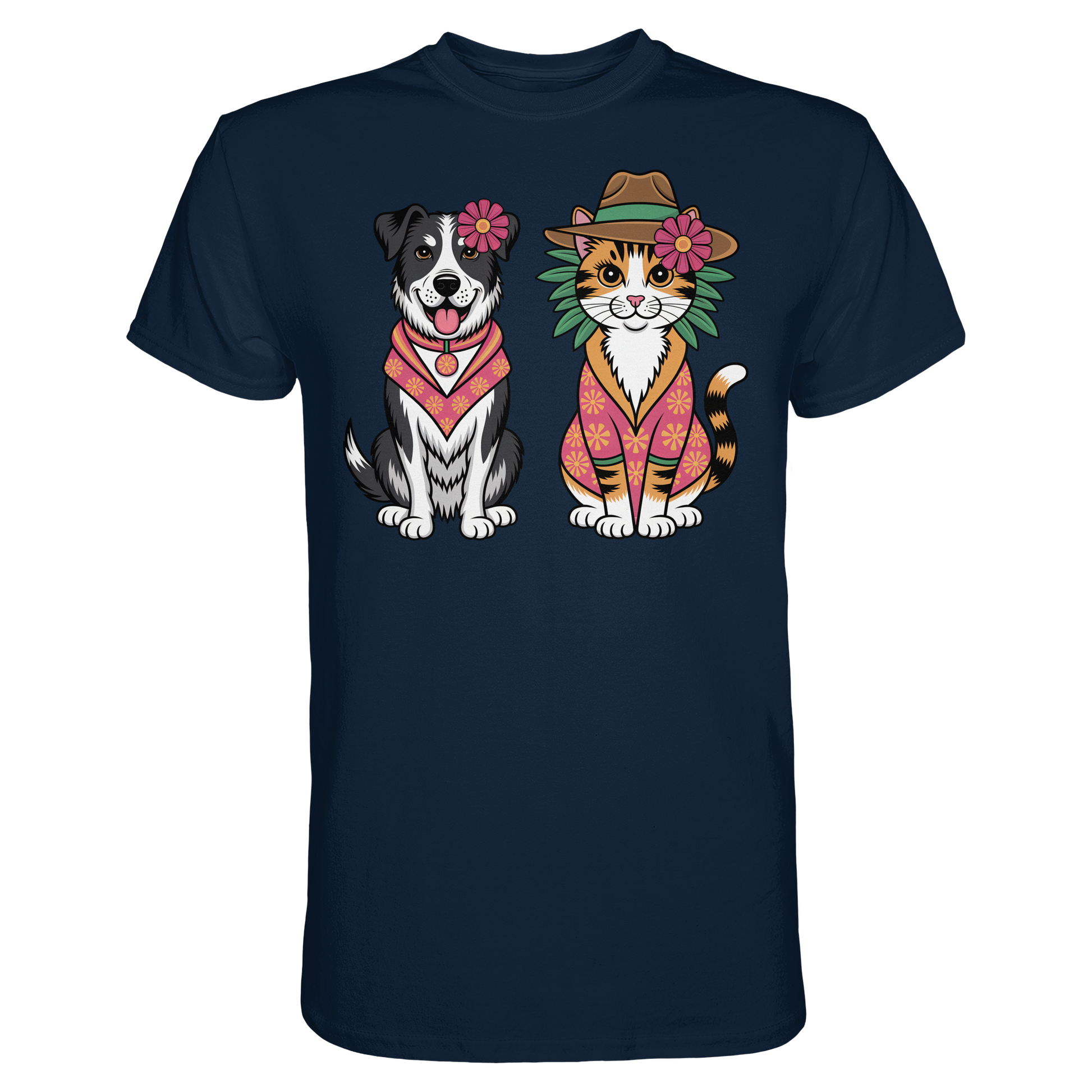 Hund und Katze Illustration Kahlo style - Premium Shirt