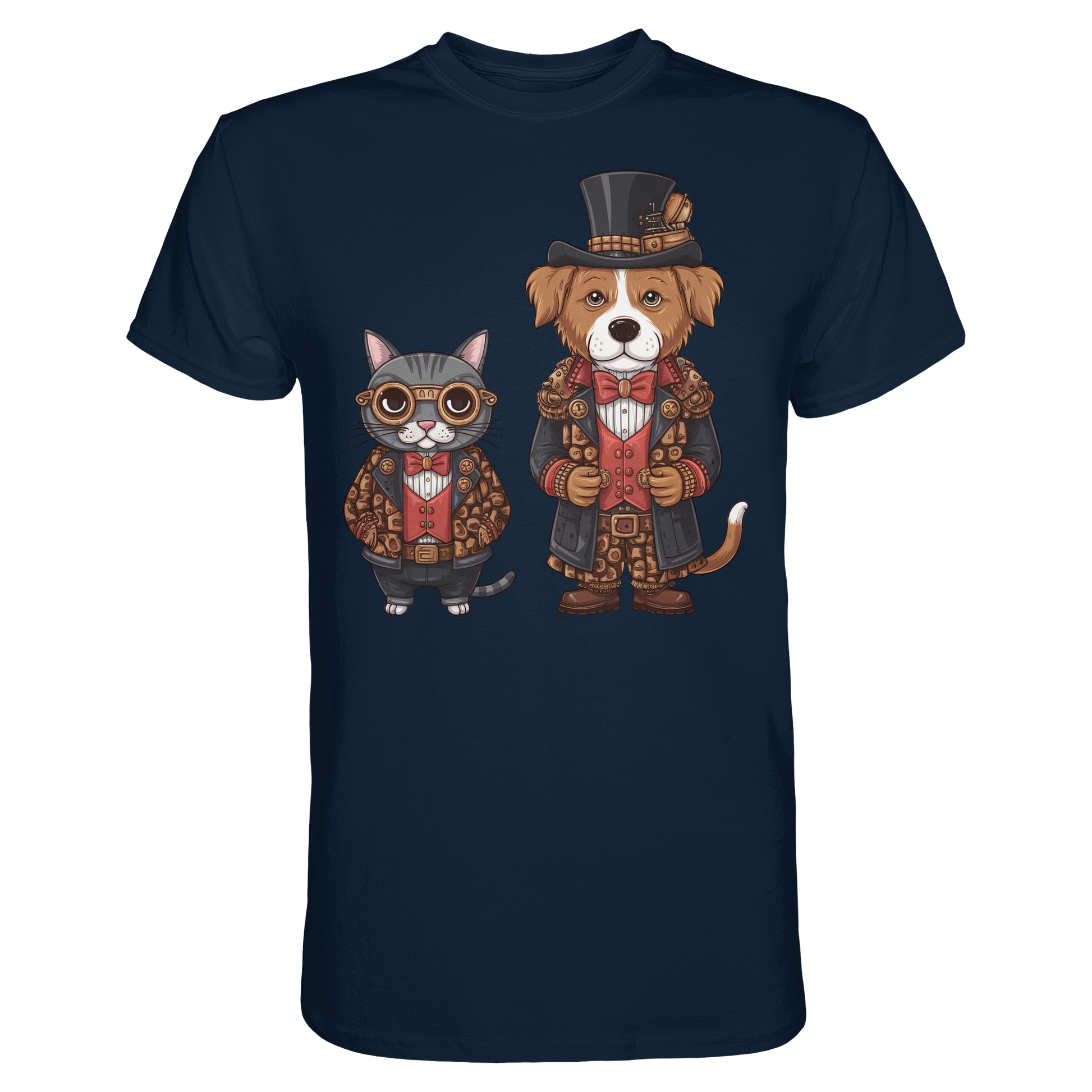 Steam Punk Hund und Katze - Premium Shirt