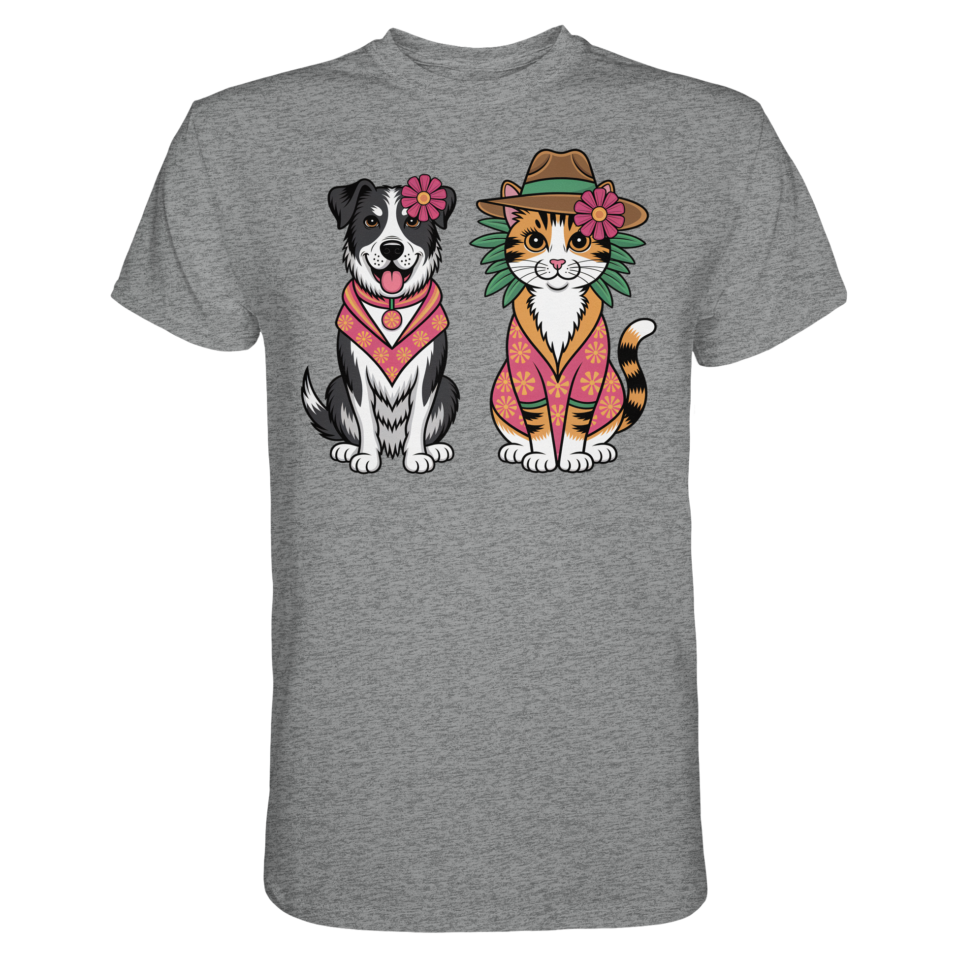 Hund und Katze Illustration Kahlo style - Premium Shirt