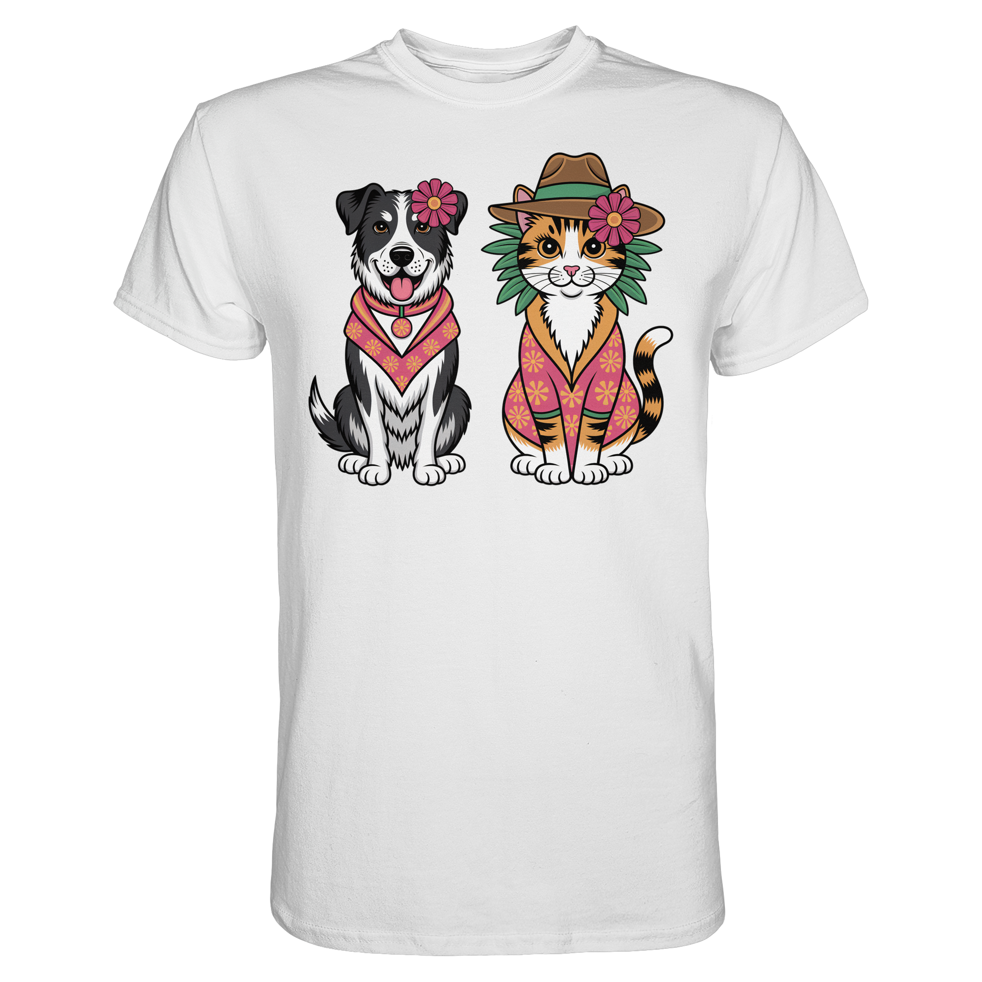 Hund und Katze Illustration Kahlo style - Premium Shirt