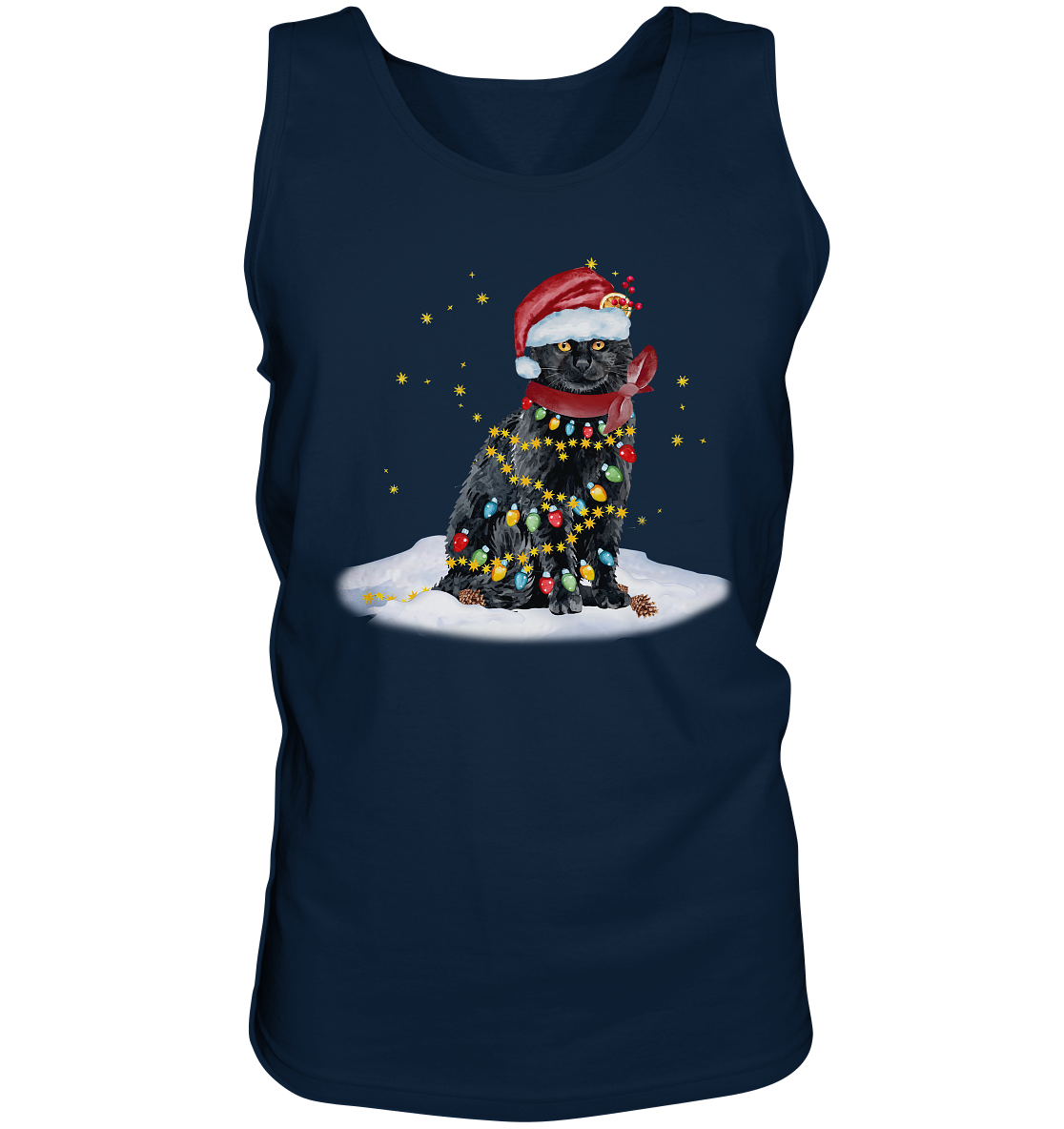 Lustige Weihnachts Katze Zeichnung - Tank-Top