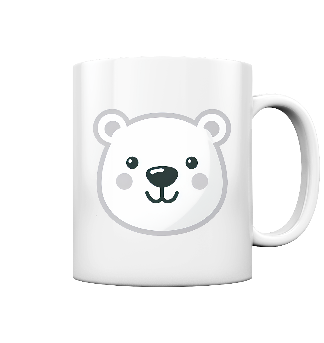 Fröhliche Eisbär Gesicht  - personalisierbar - Tasse glossy