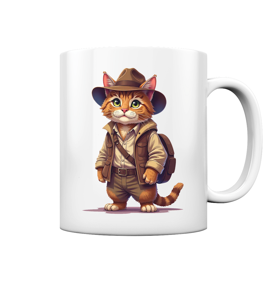 Abenteurer Katze Cartoon  - personalisierbar - Tasse glossy