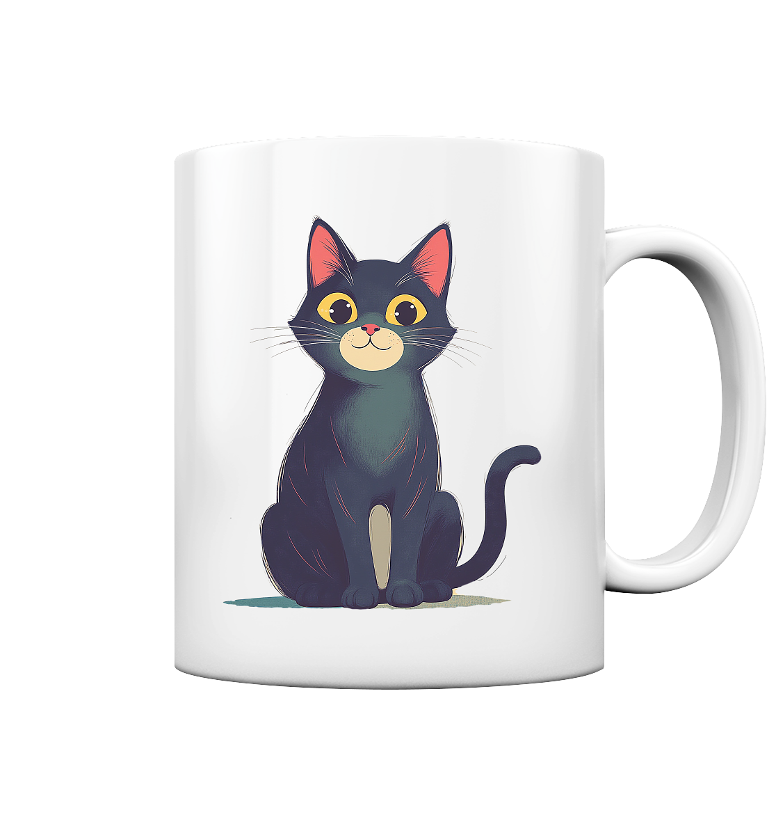 Happy Katze gemalt - Tasse glossy
