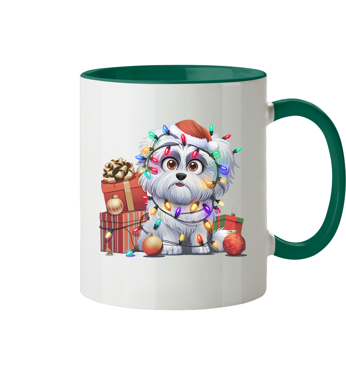 Ugly Christmas Weihnachten Malteser - Tasse zweifarbig