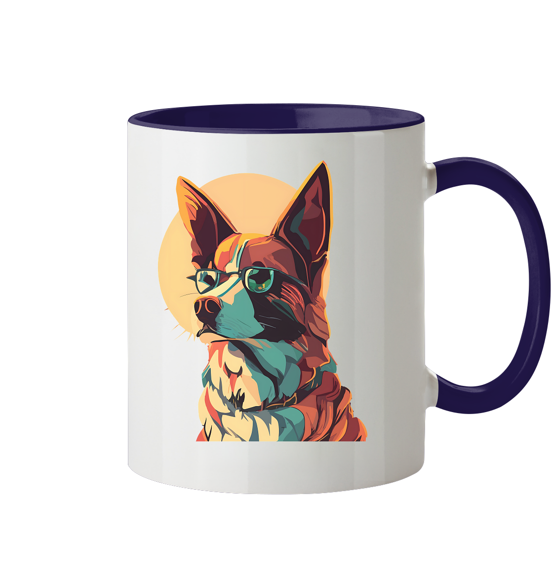 Retro Pop Art Illustration Fox Terrier Hund - Tasse zweifarbig
