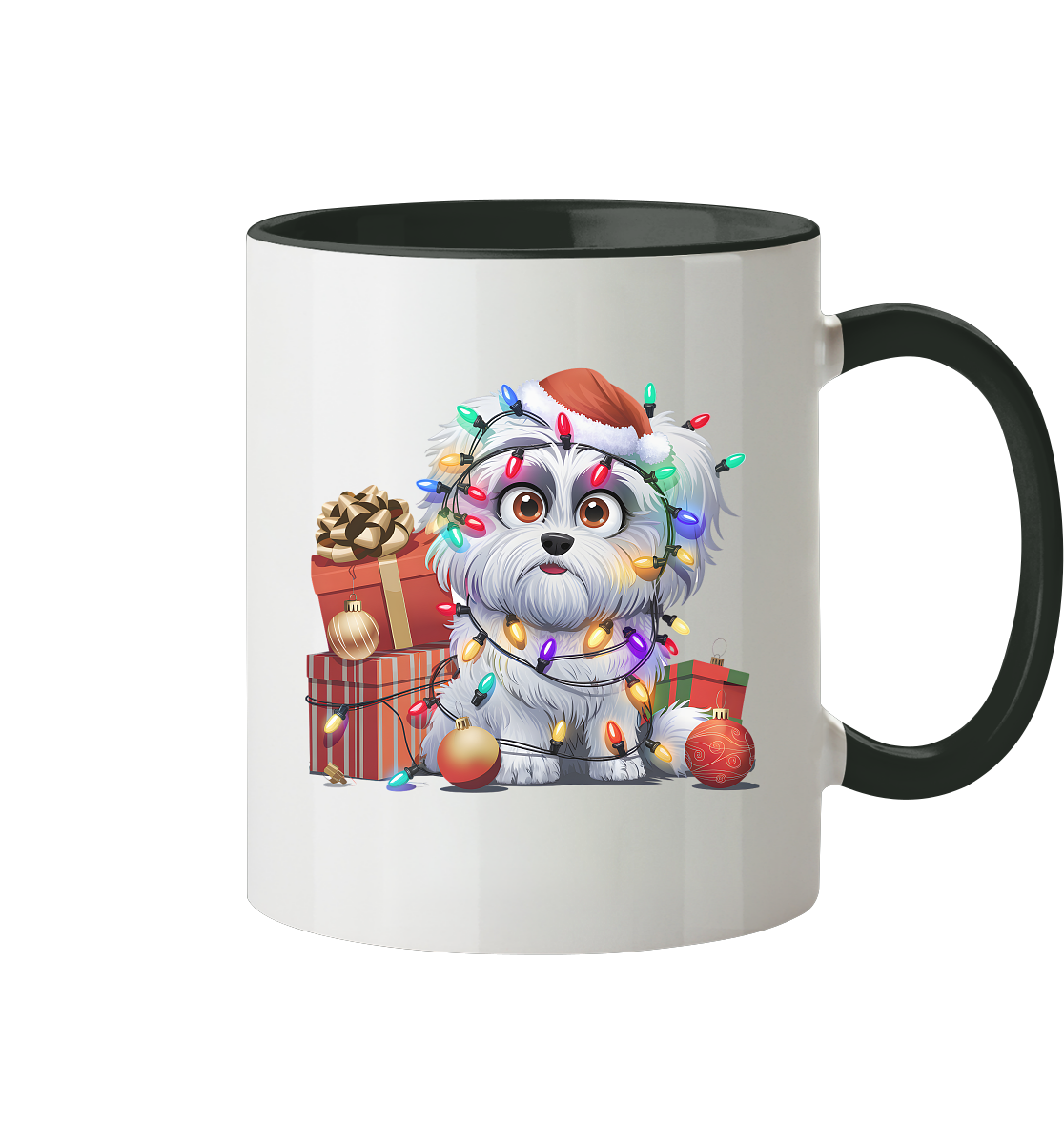 Ugly Christmas Weihnachten Malteser - Tasse zweifarbig