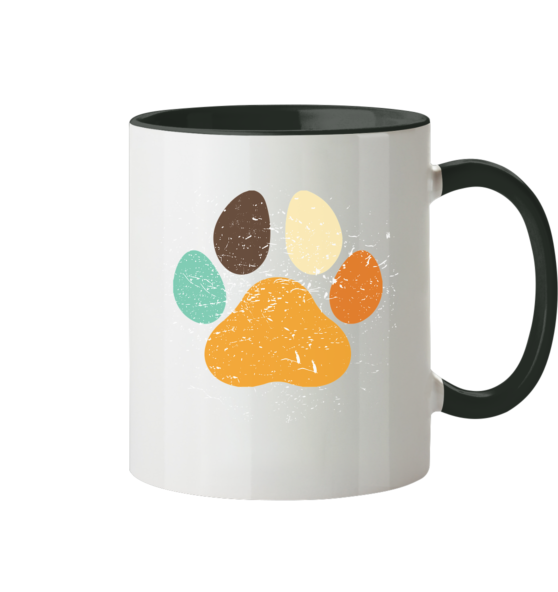 Bunte Pfote - Tasse zweifarbig