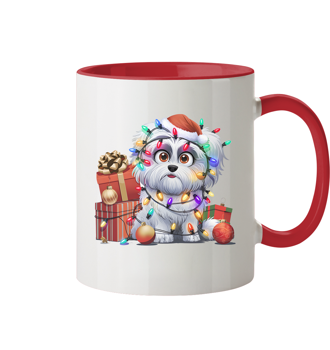 Ugly Christmas Weihnachten Malteser - Tasse zweifarbig
