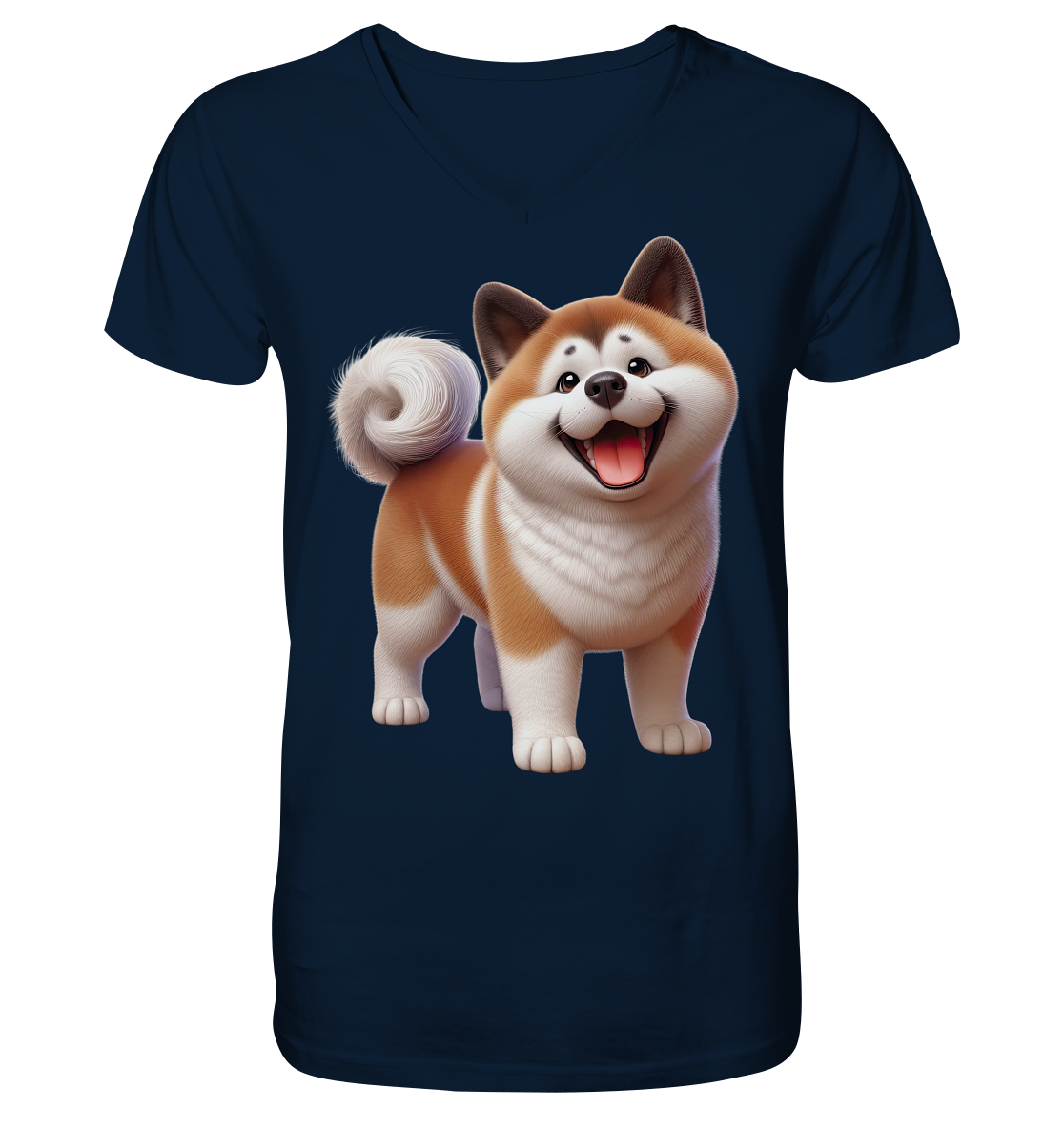 Akita Cartoon Hund personalisierbar - V-Neck Shirt