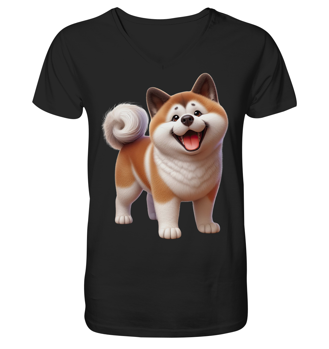 Akita Cartoon Hund personalisierbar - V-Neck Shirt