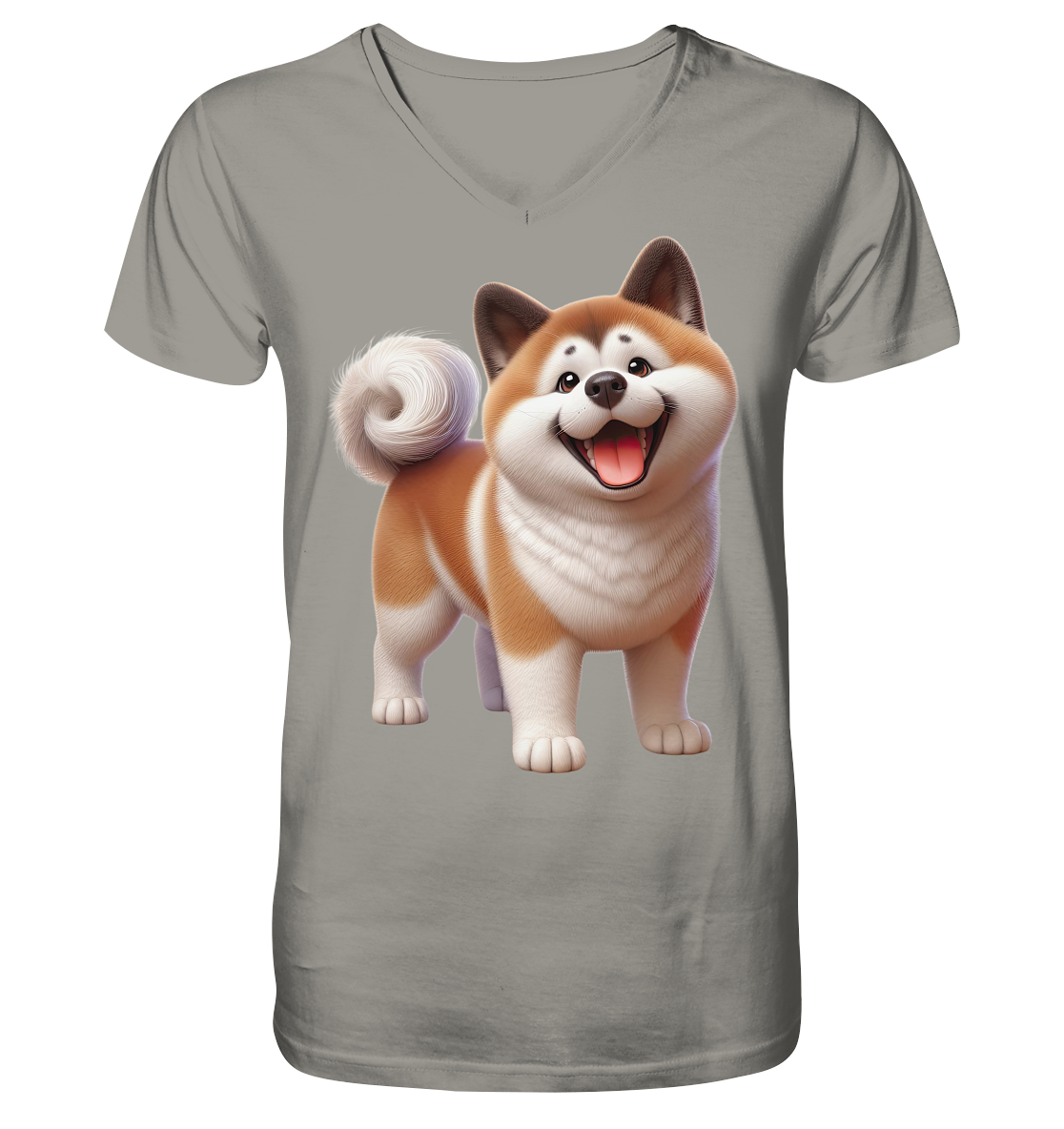 Akita Cartoon Hund personalisierbar - V-Neck Shirt
