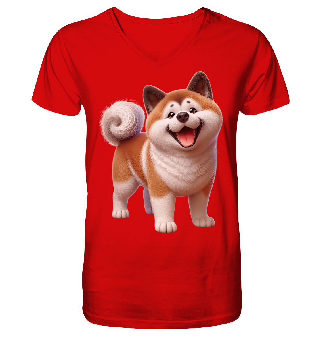 Akita Cartoon Hund personalisierbar - V-Neck Shirt
