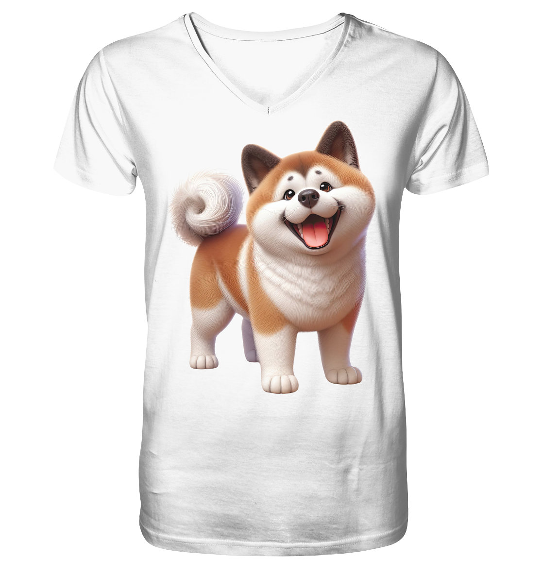 Akita Cartoon Hund personalisierbar - V-Neck Shirt