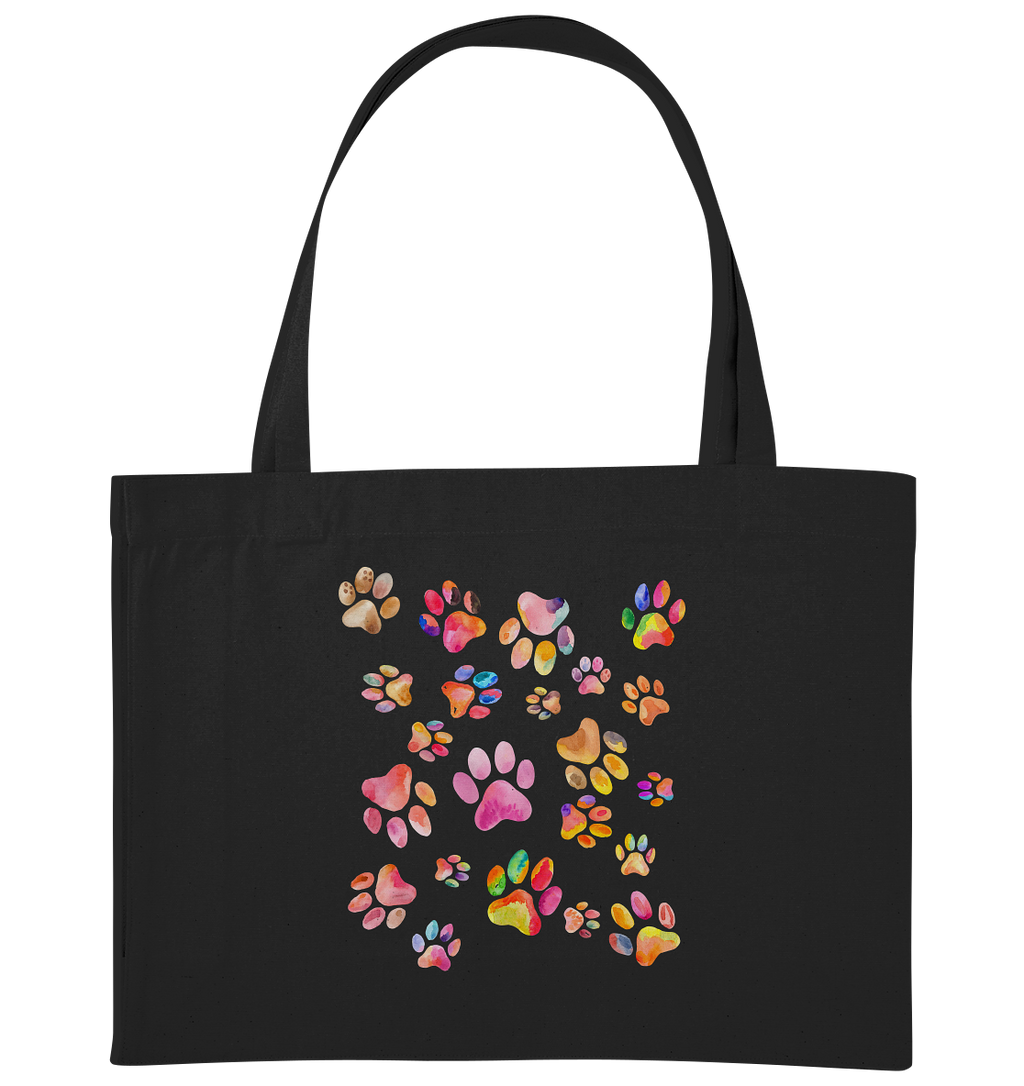 Bunte Pfoten in Herzform, beidseitig gedruckt - Organic Shopping-Bag