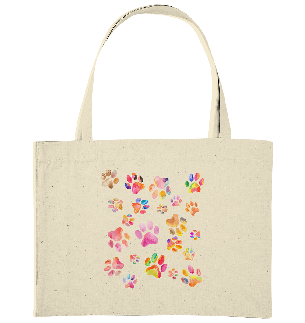 Bunte Pfoten in Herzform, beidseitig gedruckt - Organic Shopping-Bag