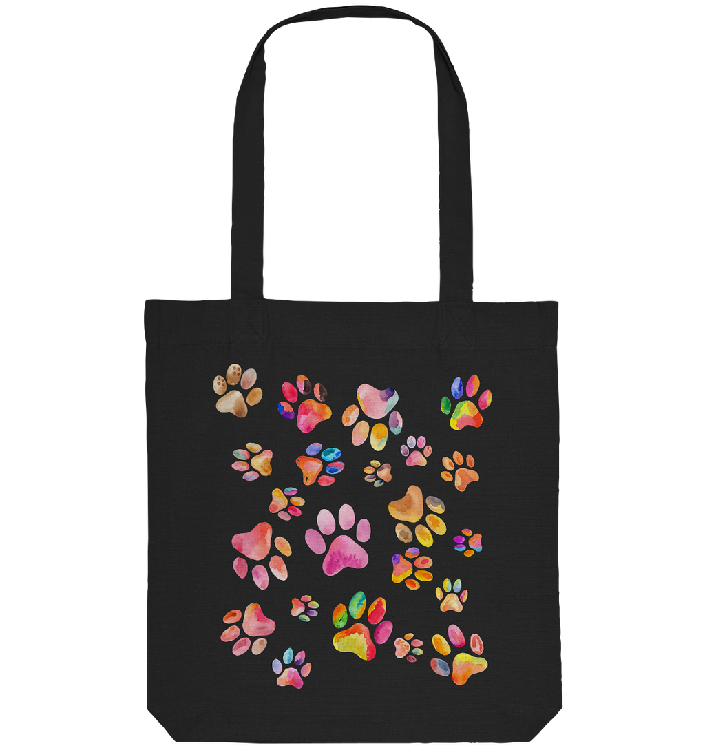 Bunte Pfoten in Herzform, beidseitig gedruckt - Organic Tote-Bag