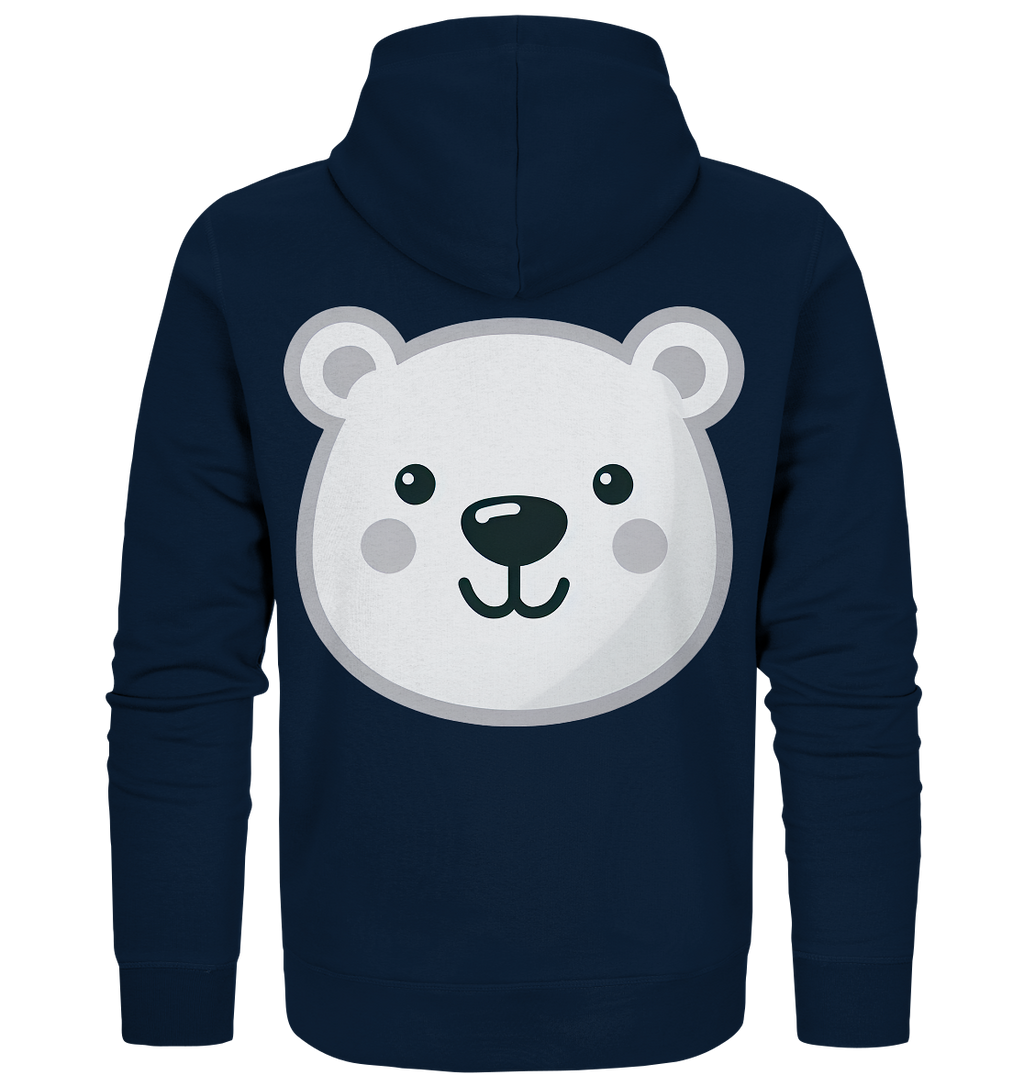 Fröhliche Eisbär Gesicht  - personalisierbar - Organic Zipper