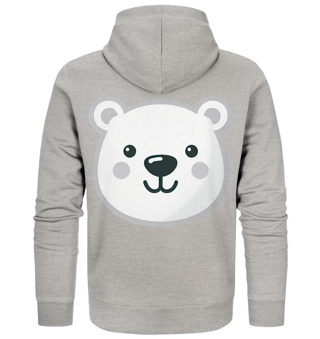 Fröhliche Eisbär Gesicht  - personalisierbar - Organic Zipper