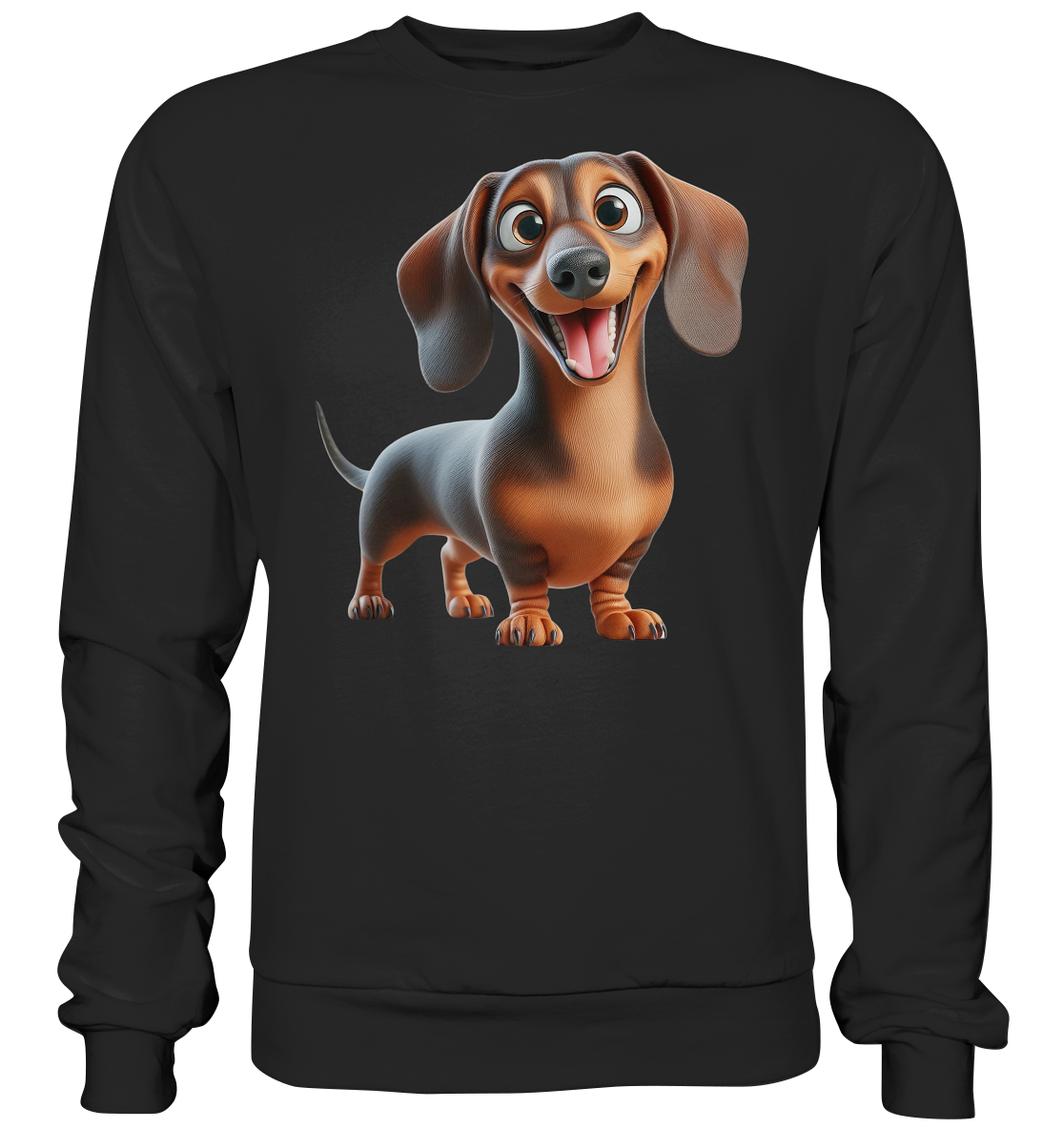 Happy Dackel Cartoon - personalisierbar - Basic Sweatshirt