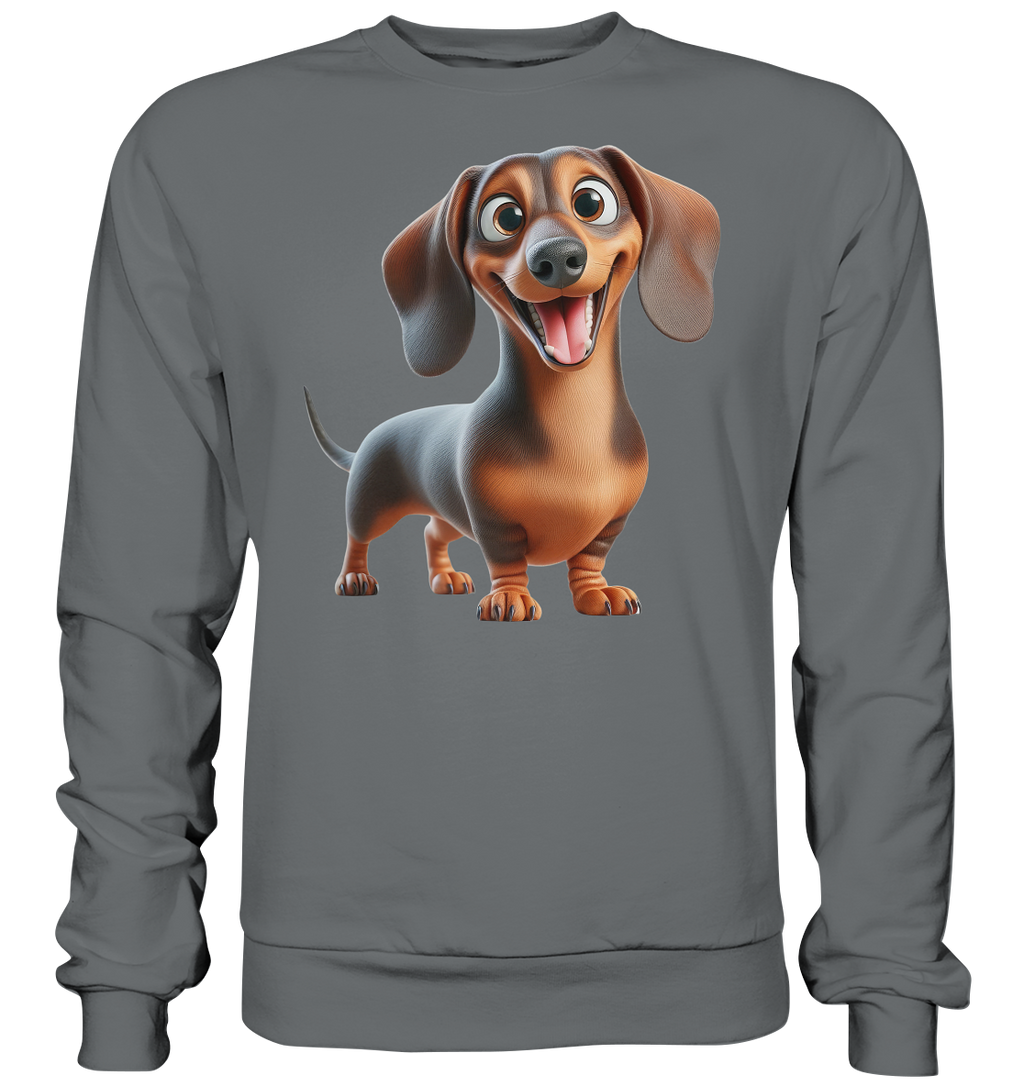 Happy Dackel Cartoon - personalisierbar - Basic Sweatshirt