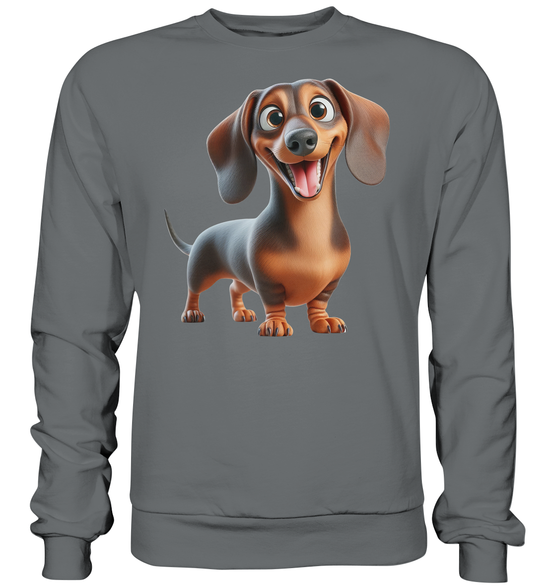 Happy Dackel Cartoon - personalisierbar - Basic Sweatshirt