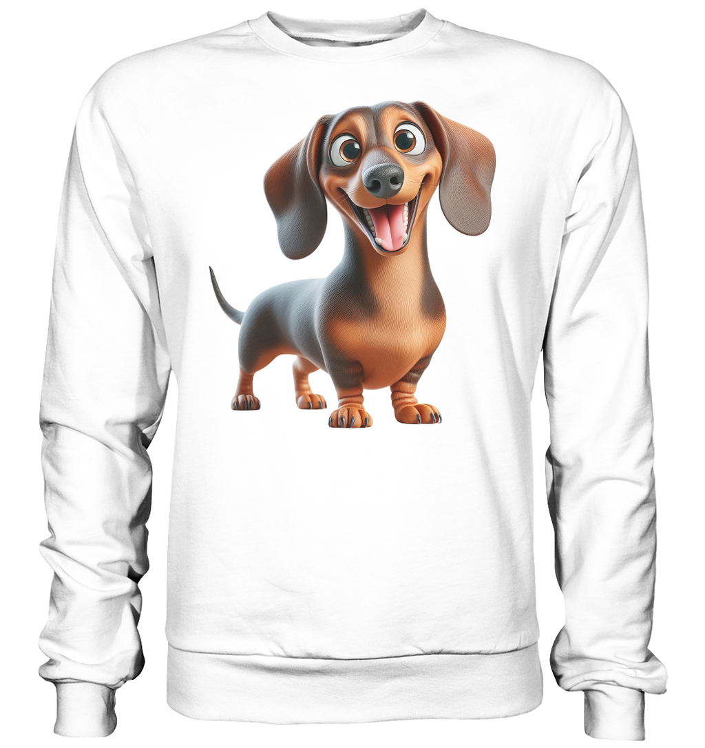 Happy Dackel Cartoon - personalisierbar - Basic Sweatshirt