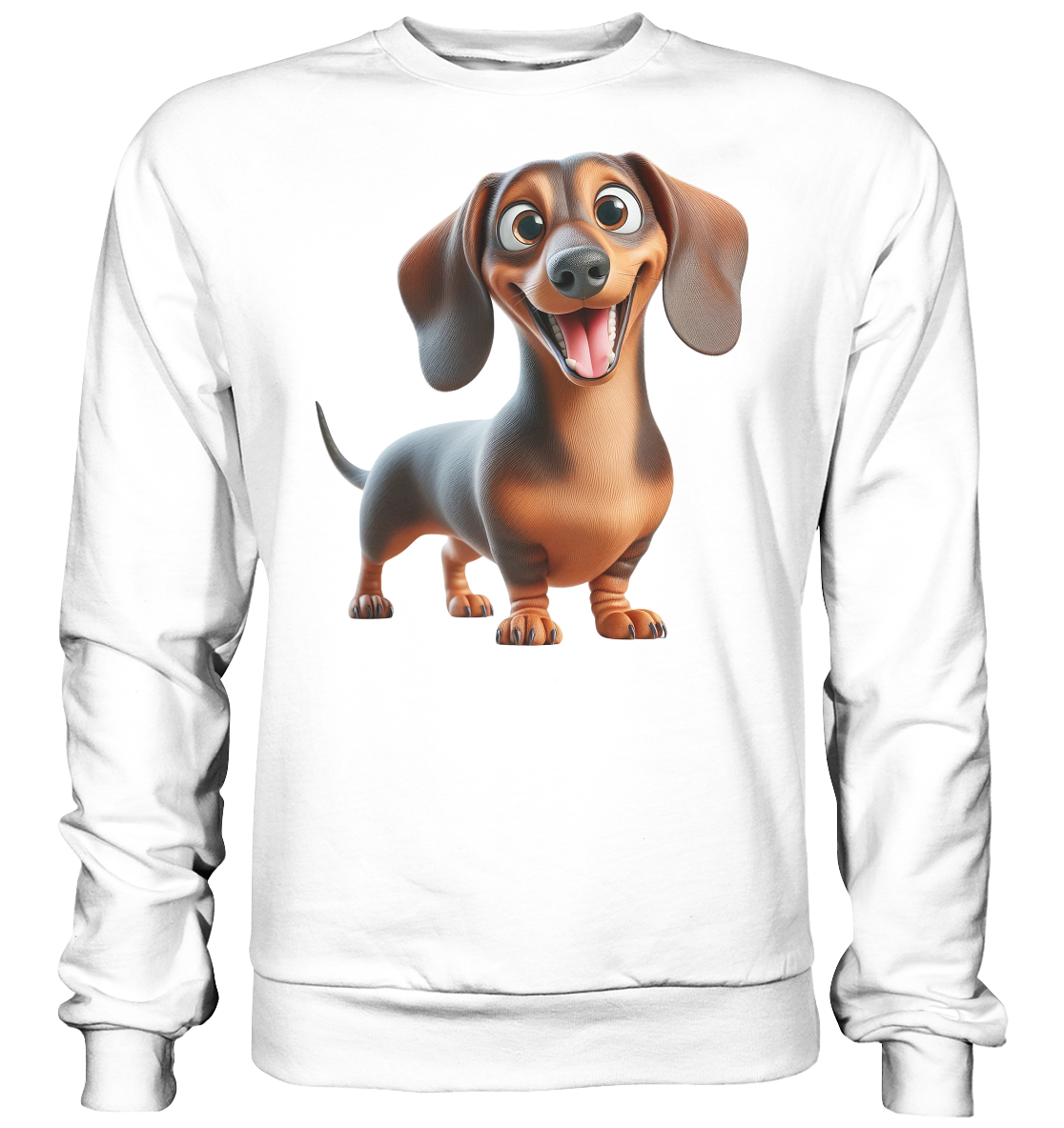 Happy Dackel Cartoon - personalisierbar - Basic Sweatshirt