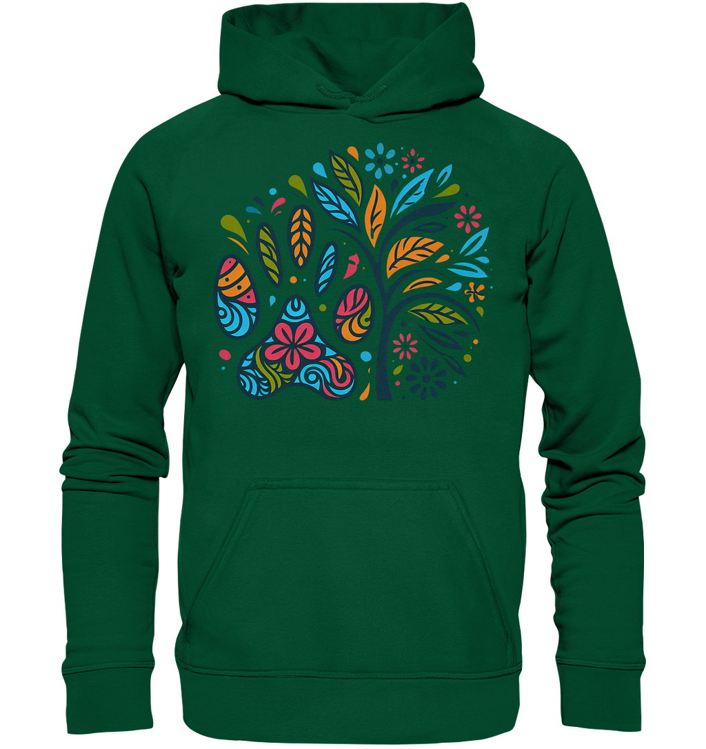 Pfote und Baum Farbenfrohes Design - Basic Unisex Hoodie