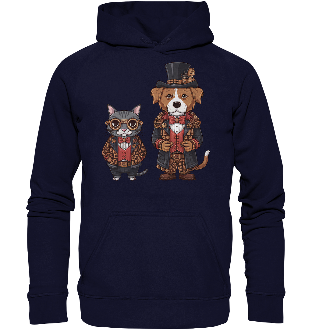 Hund und Katze Steam Punk Stil Illustration - Basic Unisex Hoodie