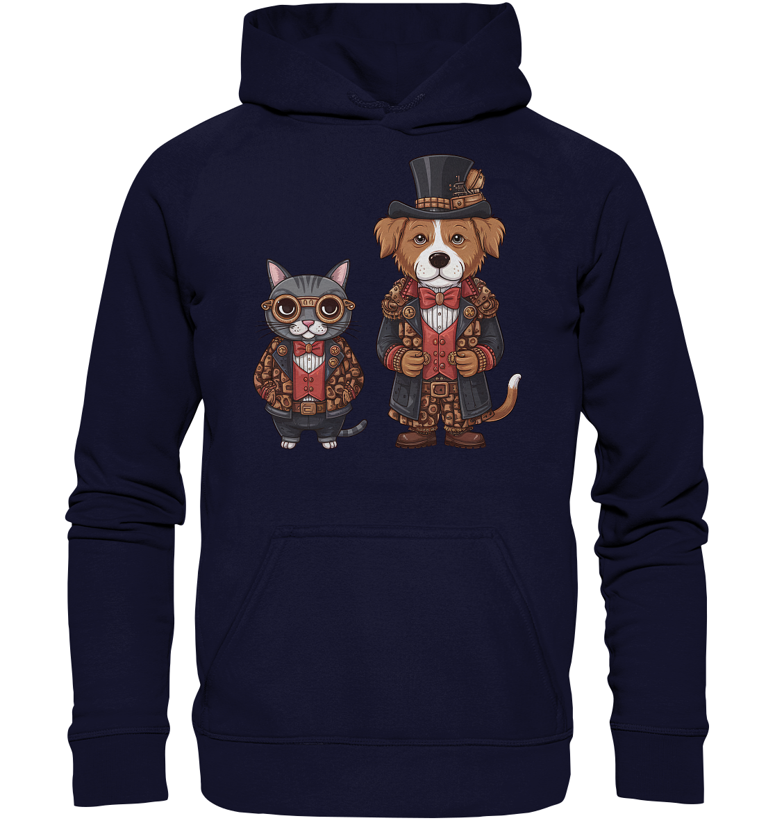 Hund und Katze Steam Punk Stil Illustration - Basic Unisex Hoodie
