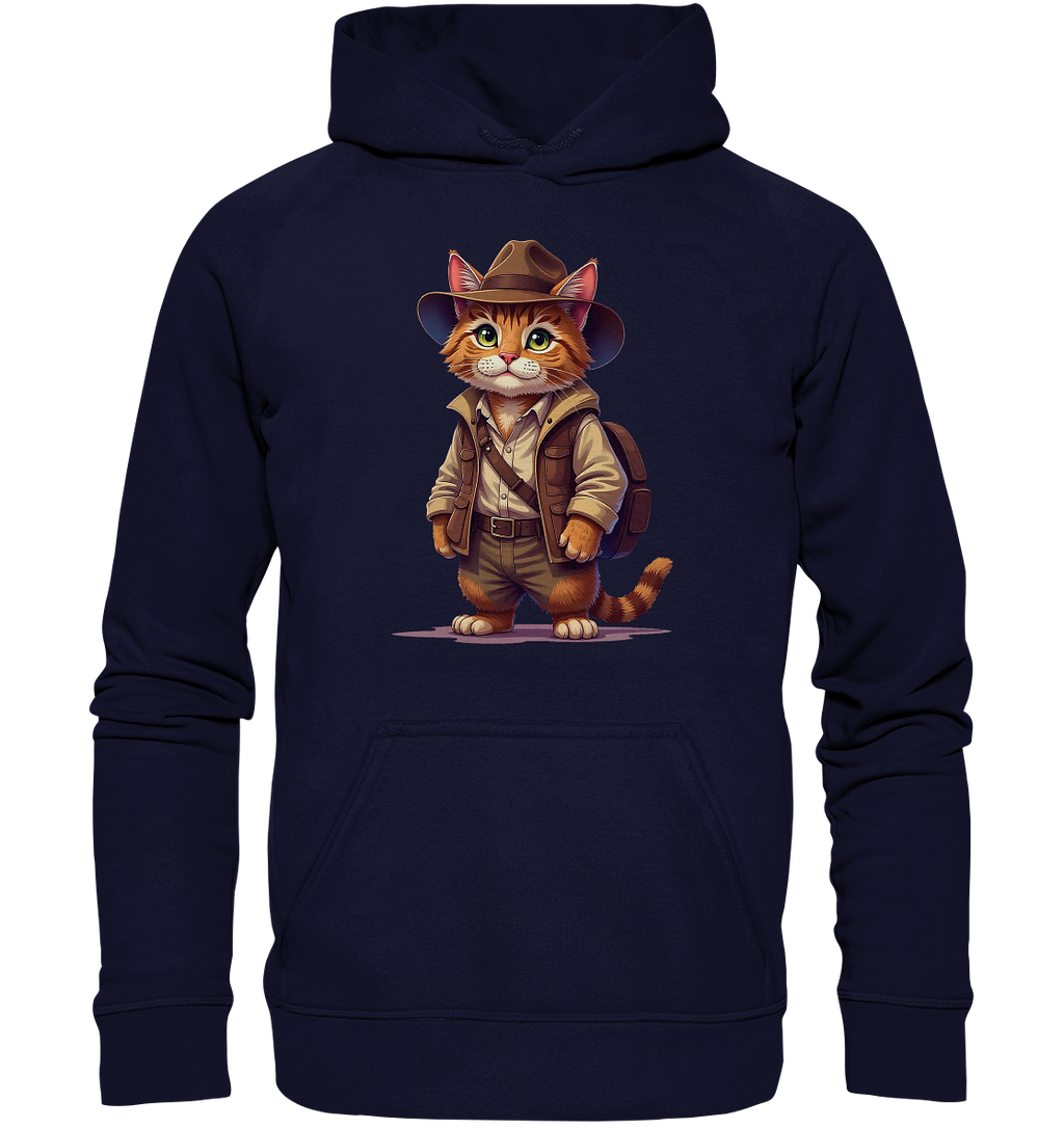 Abenteurer Katze Cartoon  - personalisierbar - Basic Unisex Hoodie