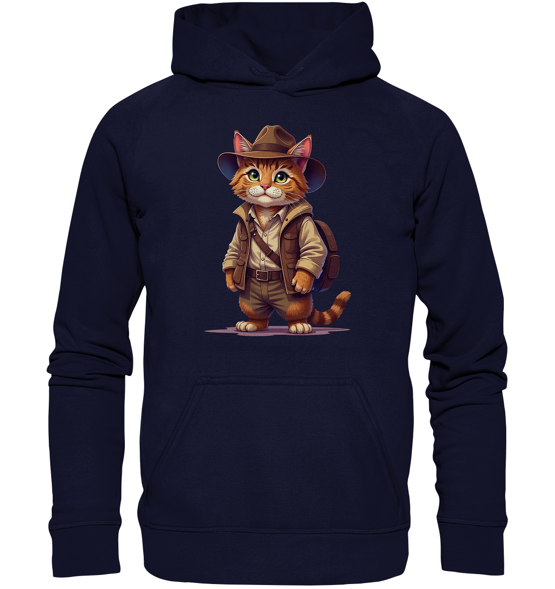 Abenteurer Katze Cartoon  - personalisierbar - Basic Unisex Hoodie