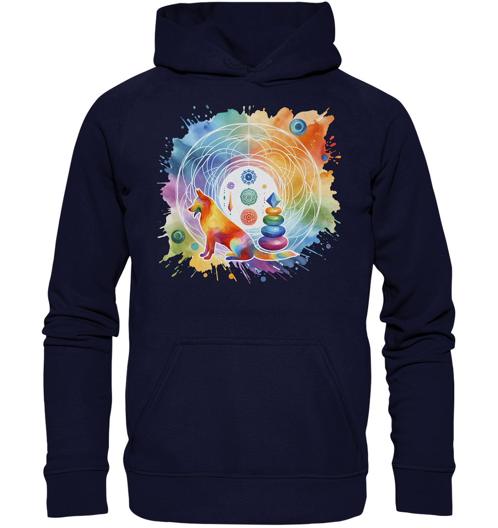 Chakra Art mit Hund Aquarell  - Basic Unisex Hoodie