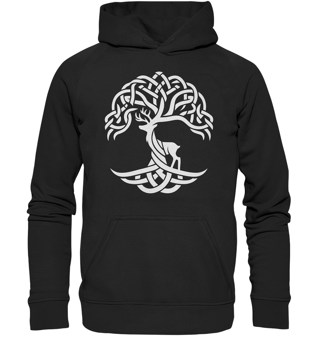 Keltischer Lebensbaum mit Hirsch - Basic Unisex Hoodie