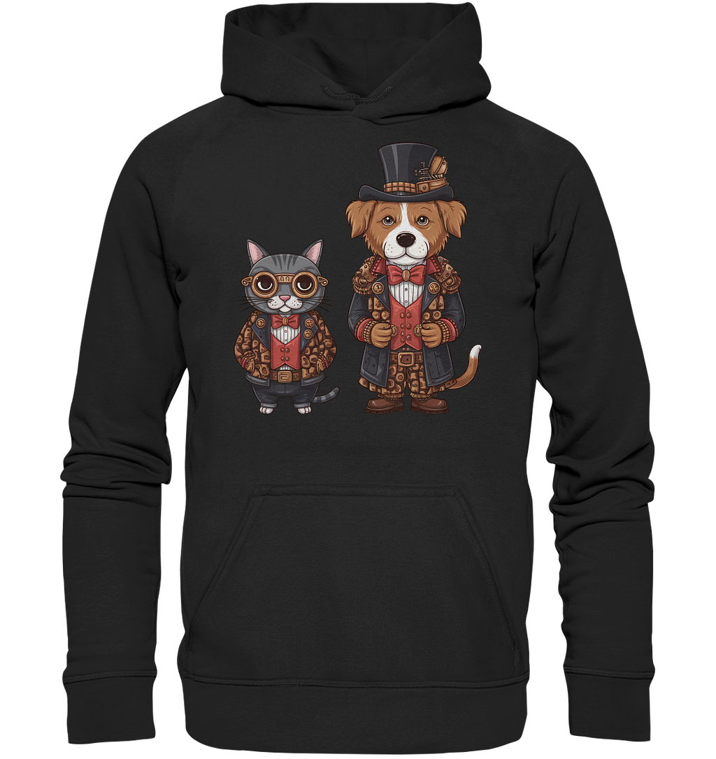 Hund und Katze Steam Punk Stil Illustration - Basic Unisex Hoodie