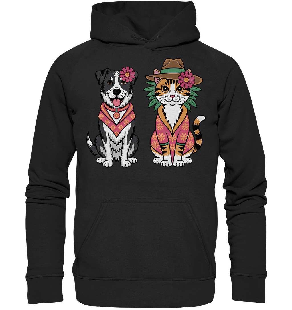 Hund und Katze Illustration Kahlo style - Basic Unisex Hoodie
