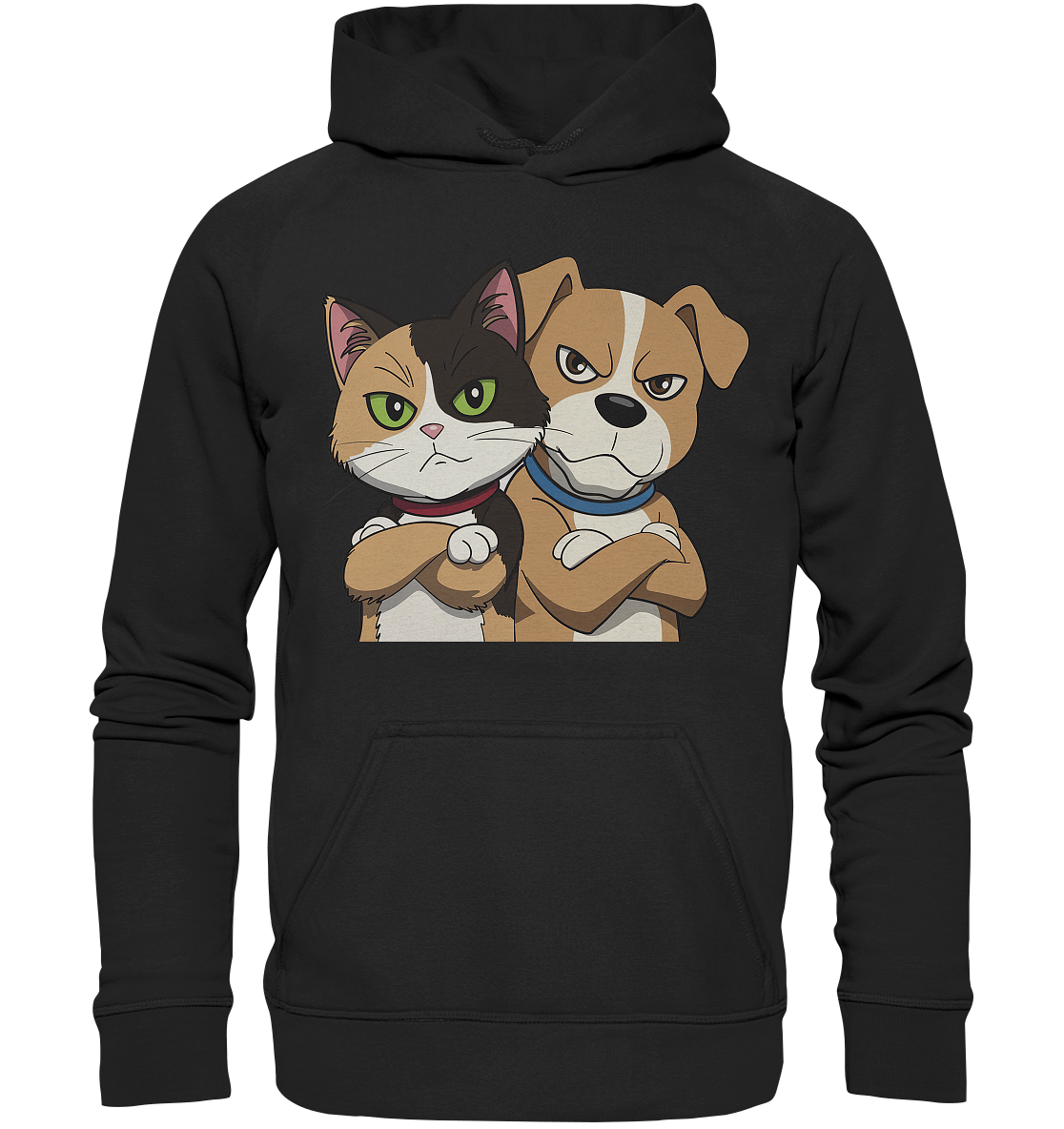 Hund und Katze grumpy - personalisierbar - Basic Unisex Hoodie