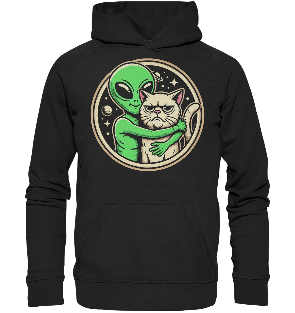 Alien mit Grumpy cat - Basic Unisex Hoodie
