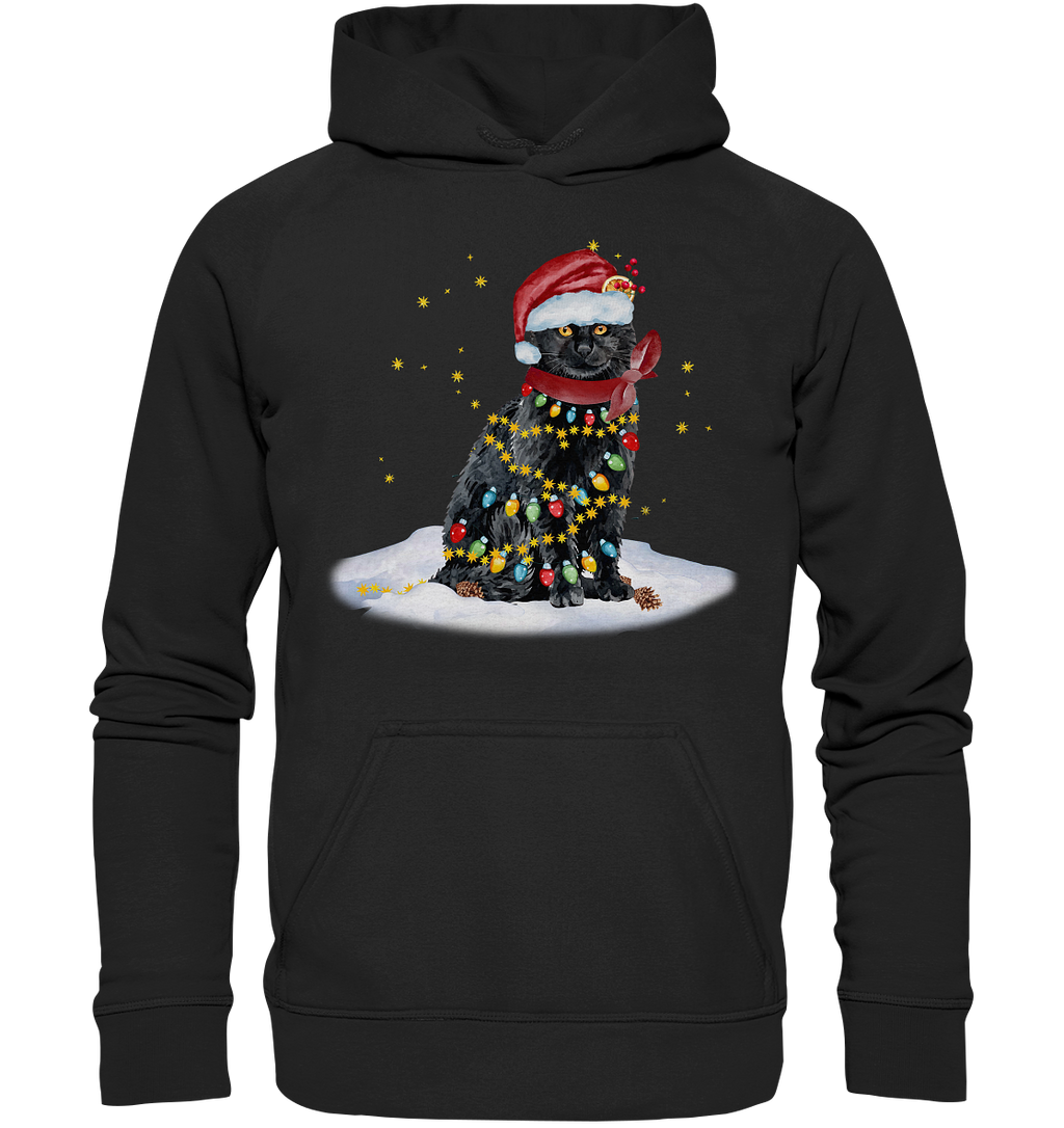 Lustige Weihnachts Katze Zeichnung - Basic Unisex Hoodie