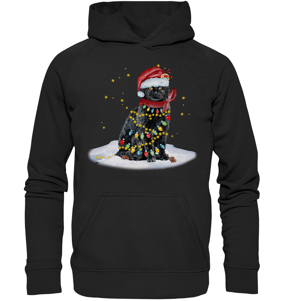 Lustige Weihnachts Katze Zeichnung - Basic Unisex Hoodie