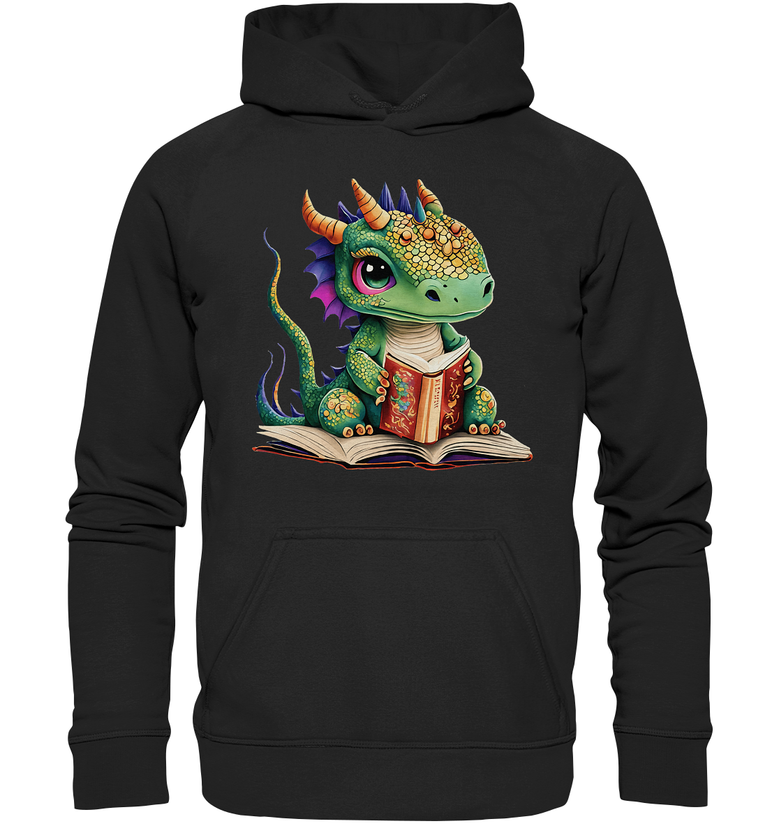 Kleiner lesender Drache -personalisierbar - Basic Unisex Hoodie