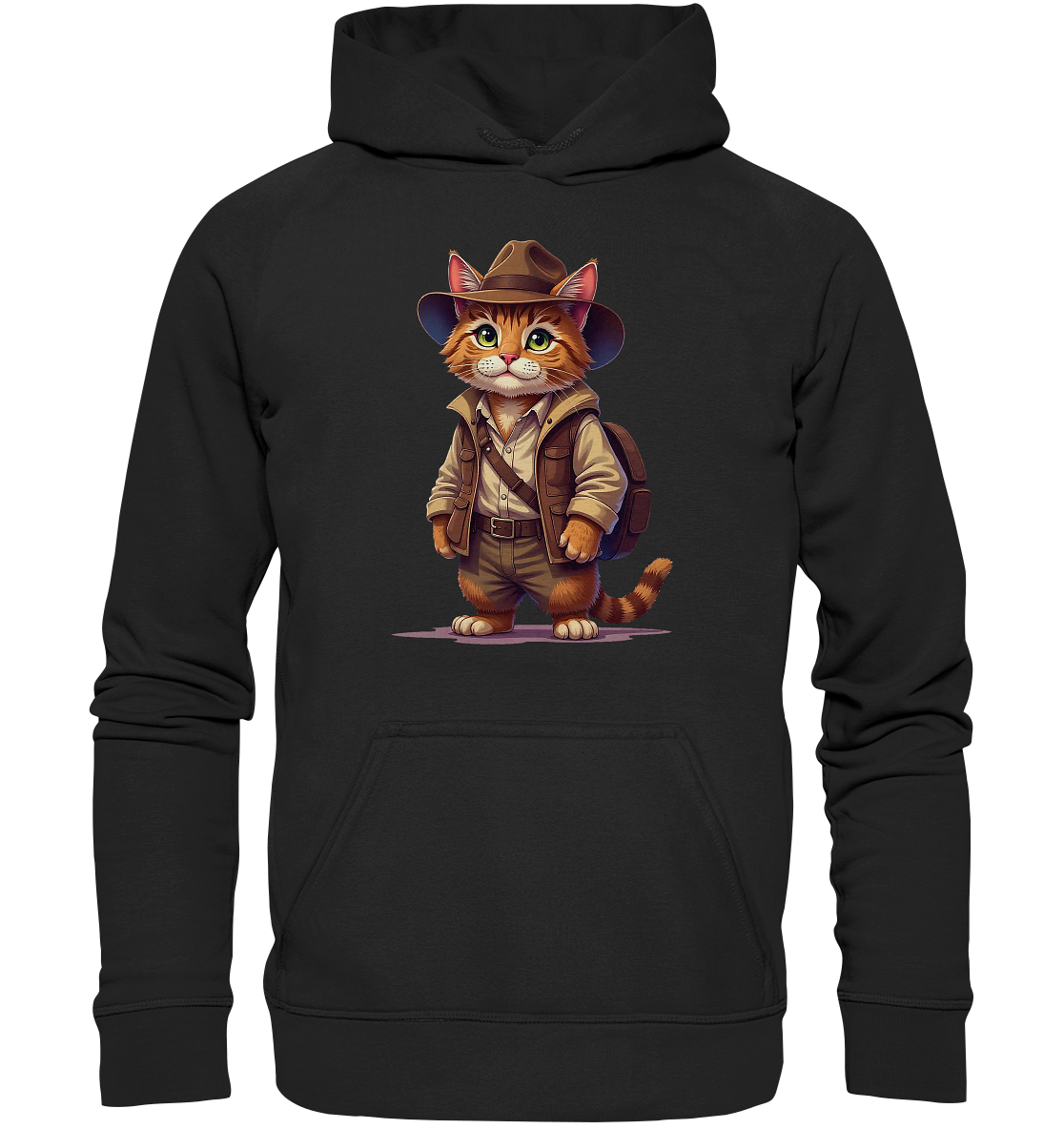 Abenteurer Katze Cartoon  - personalisierbar - Basic Unisex Hoodie