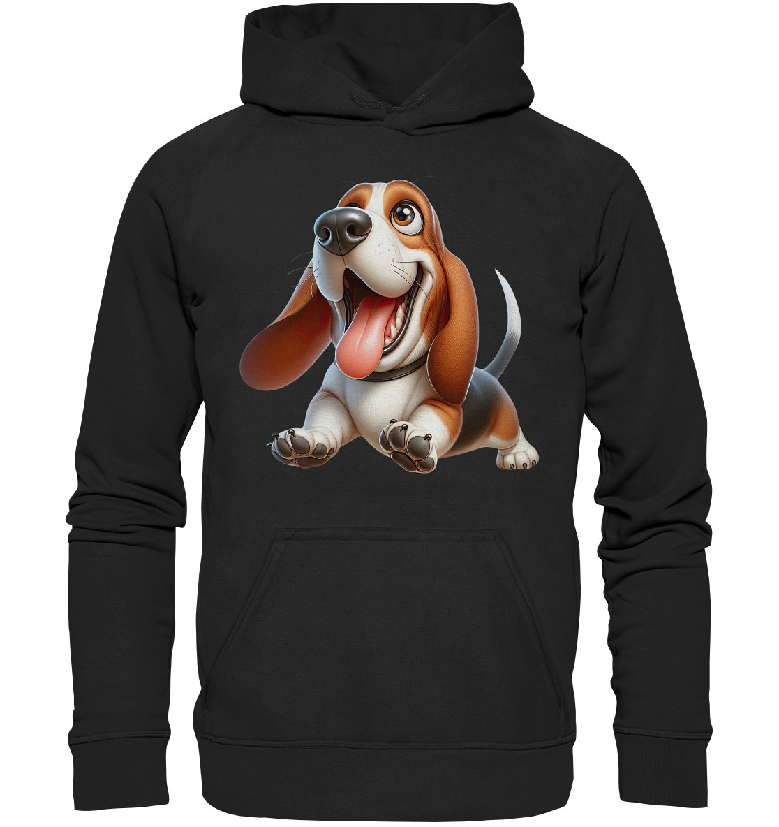 Basset Hound Cartoon personalisierbar - Basic Unisex Hoodie