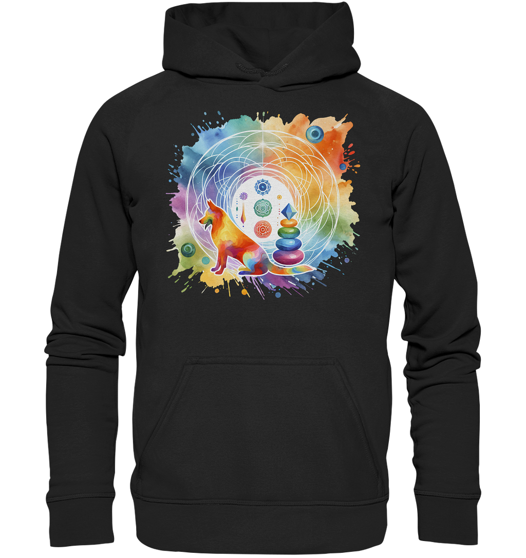 Chakra Art mit Hund Aquarell  - Basic Unisex Hoodie